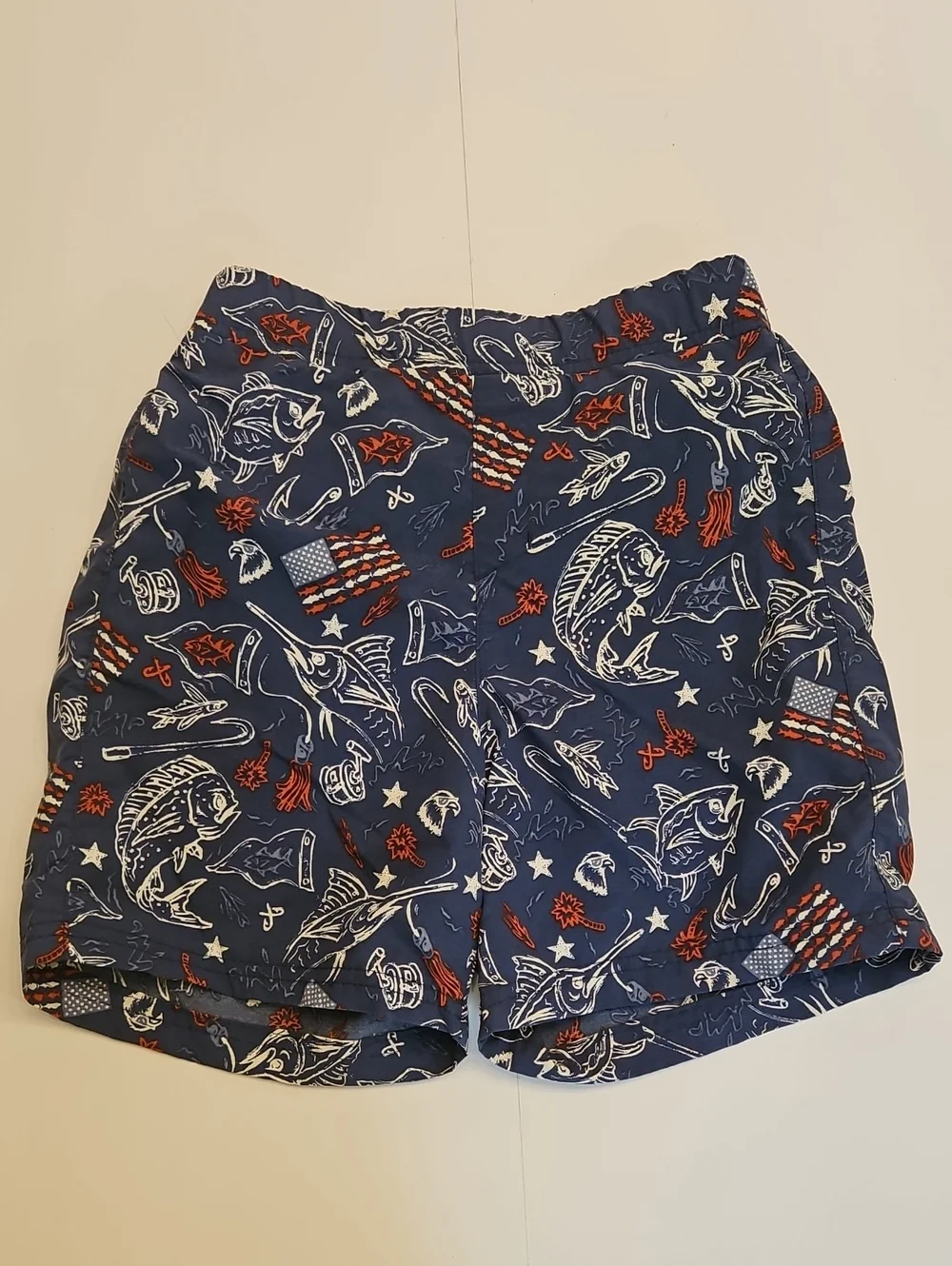 Columbia Boys' Navy Blue Fish & Flag Swim Trunks